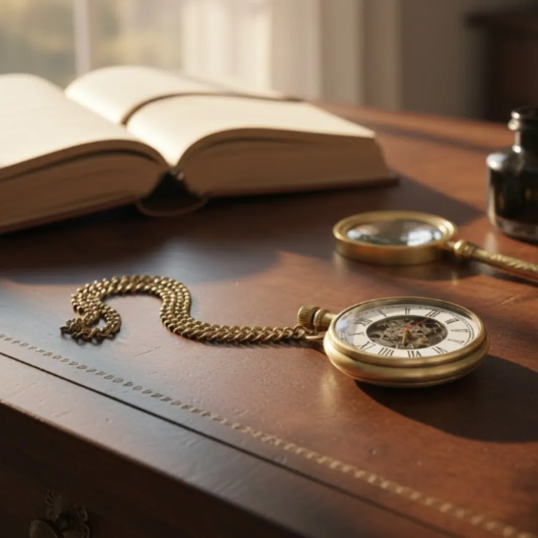 Retro zegarek kieszonkowy mechaniczny na łańcuszku WDMA