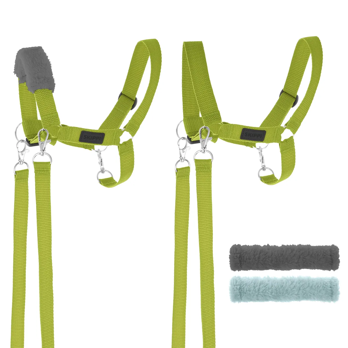 Skippi kantar dla Hobby Horse z wodzami i 2 wymiennymi futerkami, jasny zielony