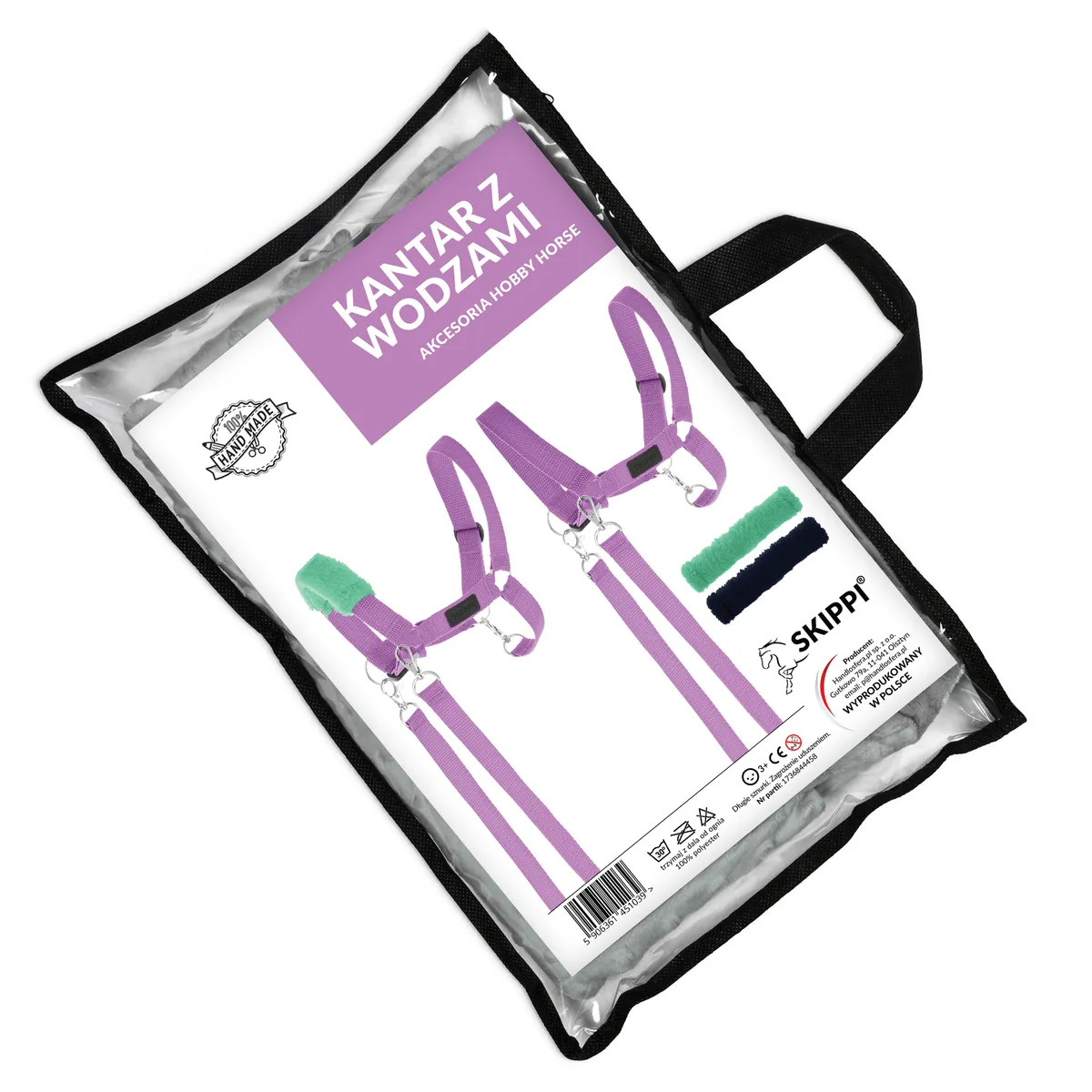 Skippi kantar dla Hobby Horse z wodzami i 2 wymiennymi futerkami – lawendowy
