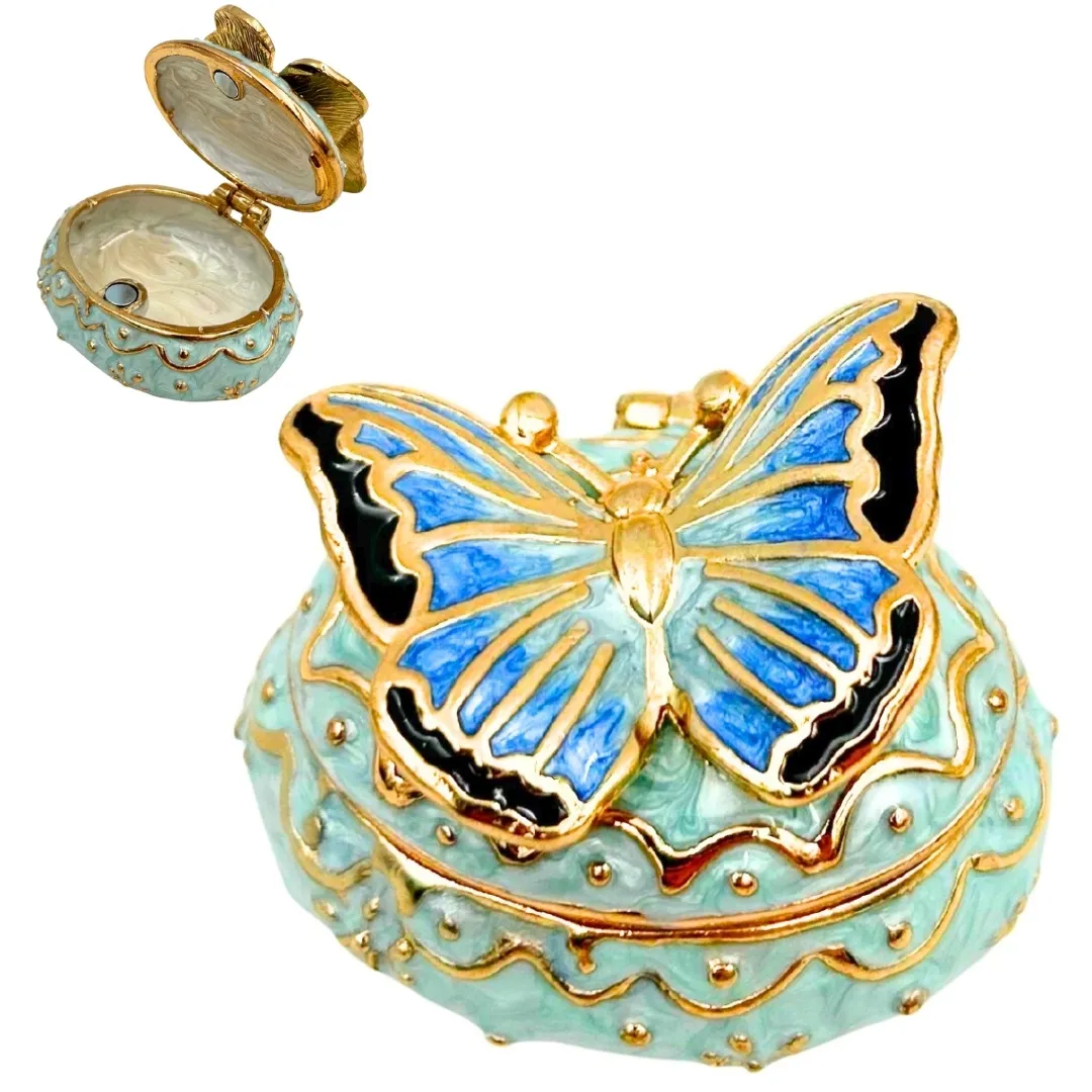 Szkatułka na biżuterię motylek z kryształkami B0782-00BL