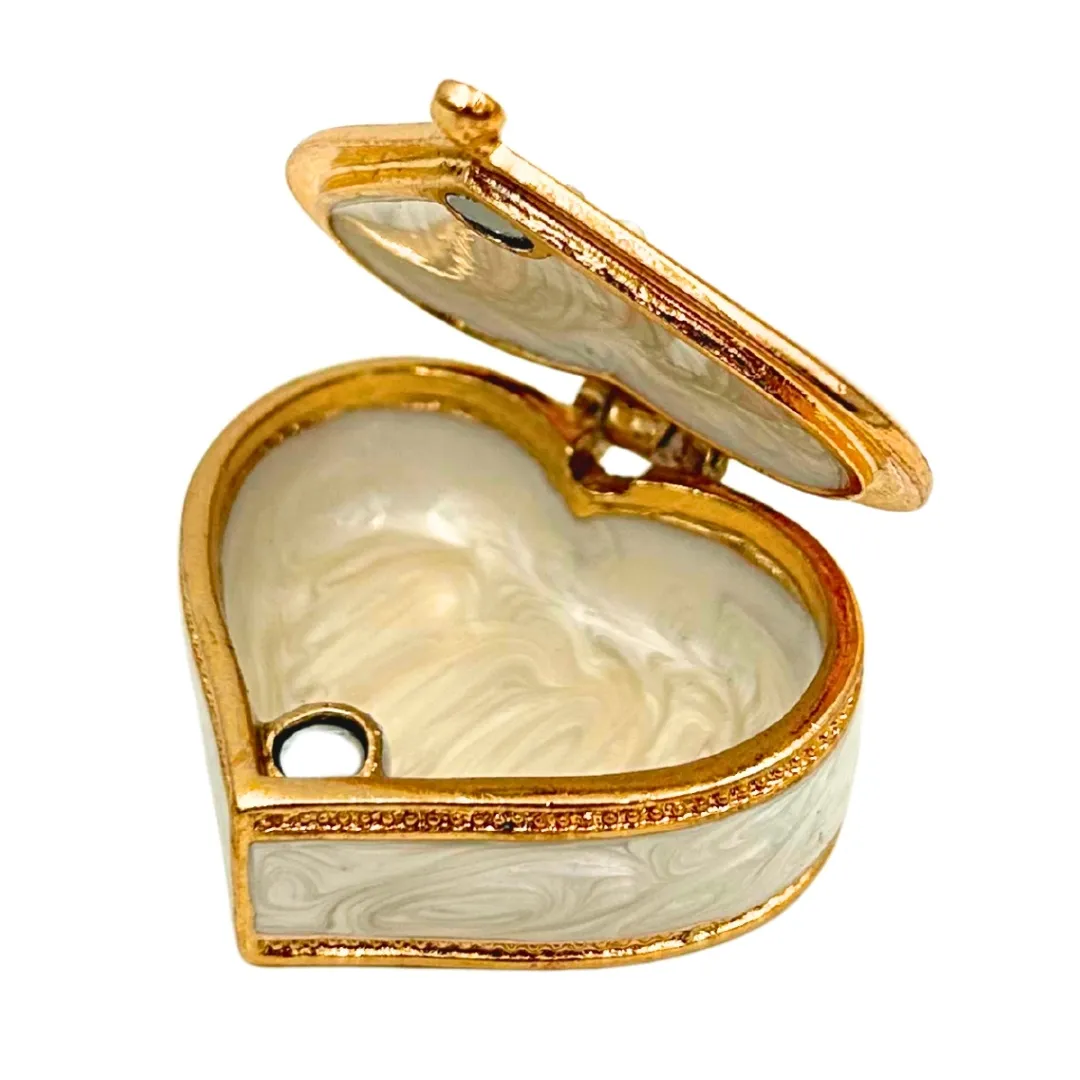 Szkatułka na biżuterię serce z kryształkami biało-złota B0767-06WH