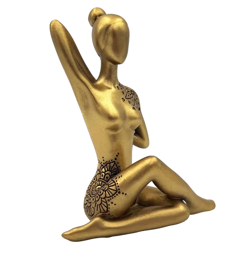 Yoga złota figurka dekoracyjna z polyresinu 12,8 x 6,5 x 15,8 cm 42721Y2