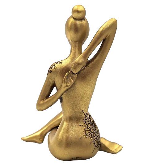 Yoga złota figurka dekoracyjna z polyresinu 12,8 x 6,5 x 15,8 cm 42721Y2