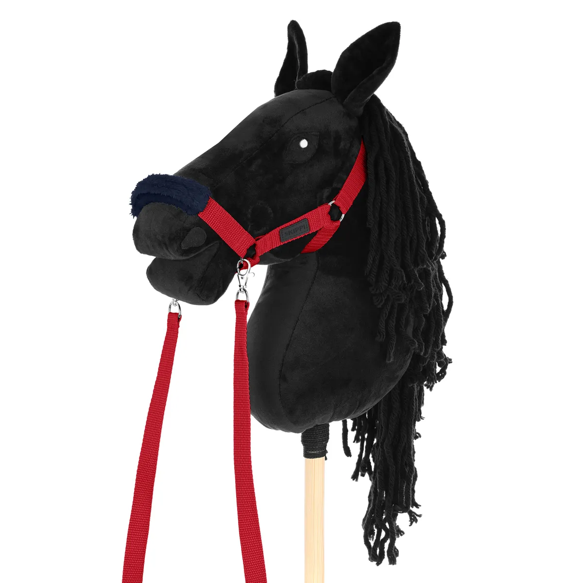 Zestaw Skippi Hobby Horse czarny z dodatkowym kantarem czerwonym