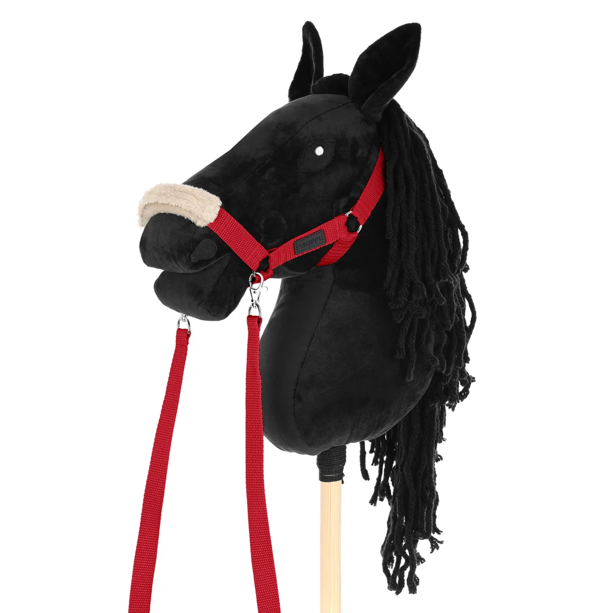 Zestaw Skippi Hobby Horse czarny z dodatkowym kantarem czerwonym