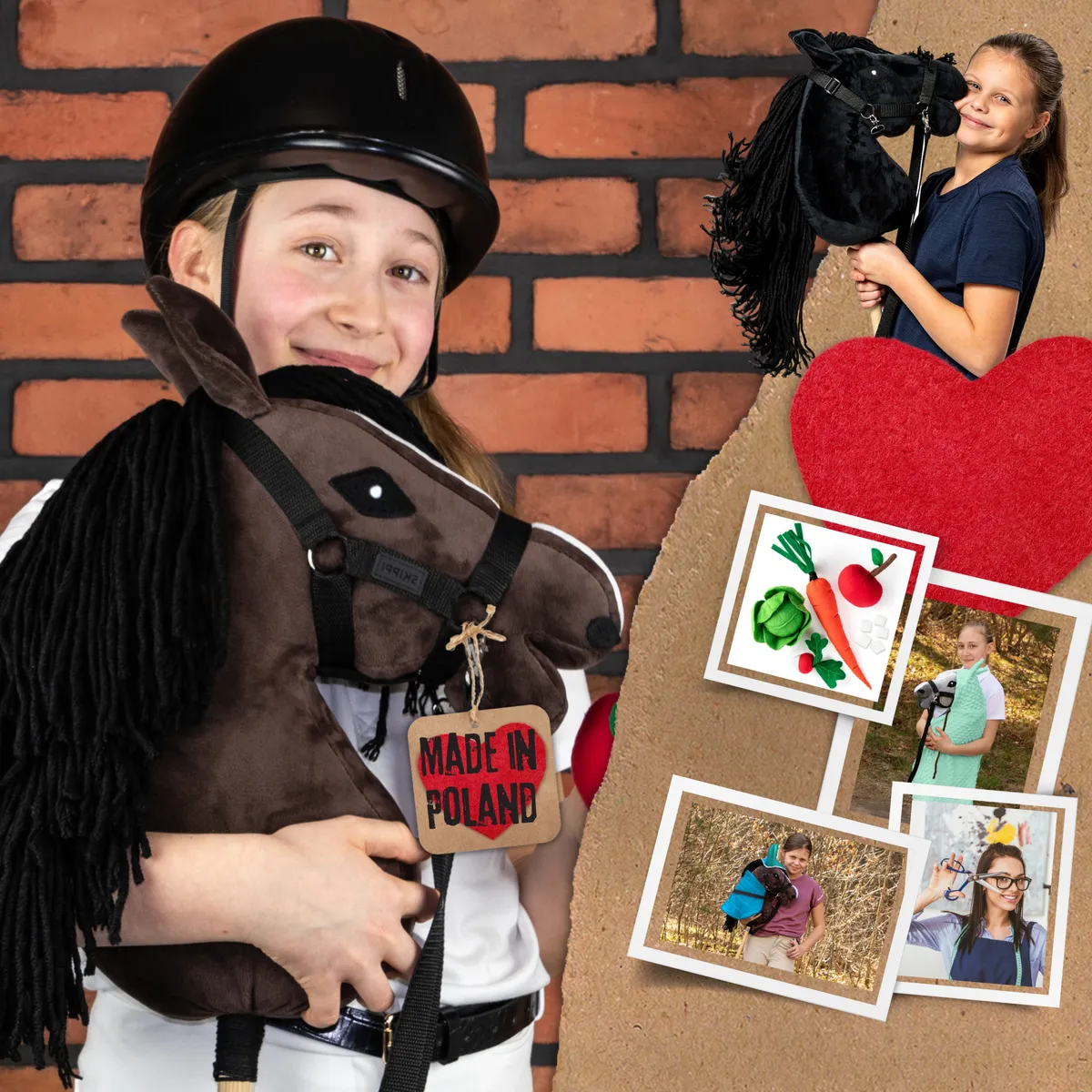 Zestaw Skippi Hobby Horse gniady – derka dwustronna fuksja/granat, kantary z wodzami szare i czarne