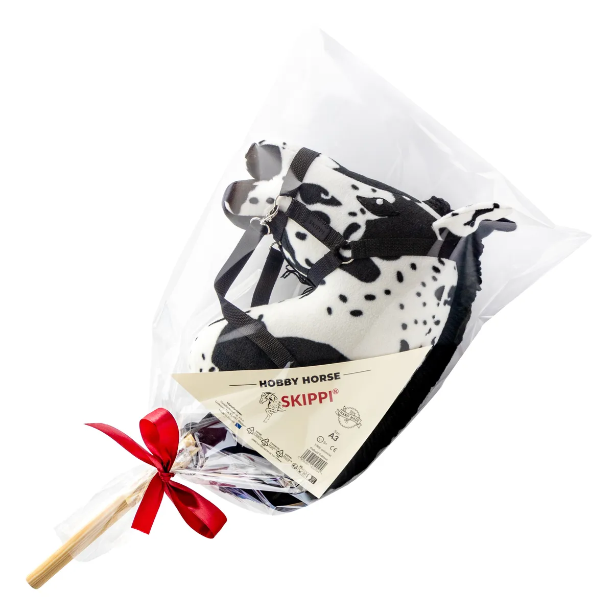 Zestaw Skippi Hobby Horse Karo srokaty + kantar błękitny