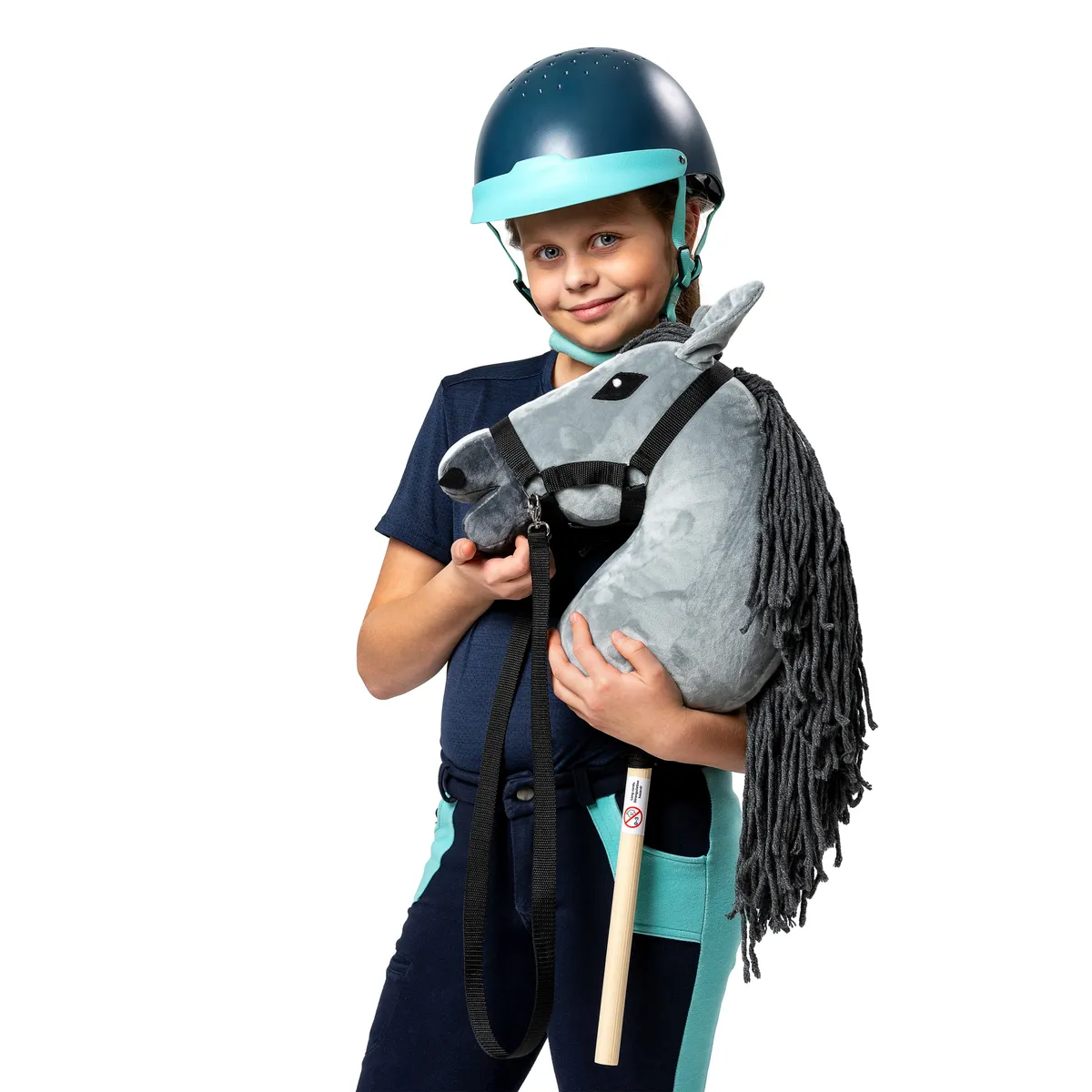 Zestaw Skippi Hobby Horse szary + kantar różowy i czarny