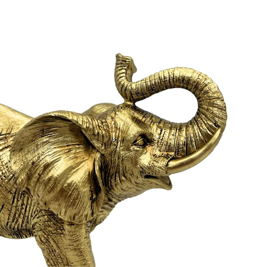 Złoty słoń z uniesioną trąbą – figurka dekoracyjna 141FJZ