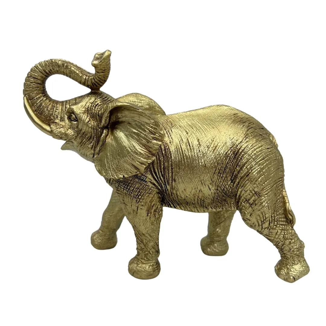 Złoty słoń z uniesioną trąbą – figurka dekoracyjna 141FJZ